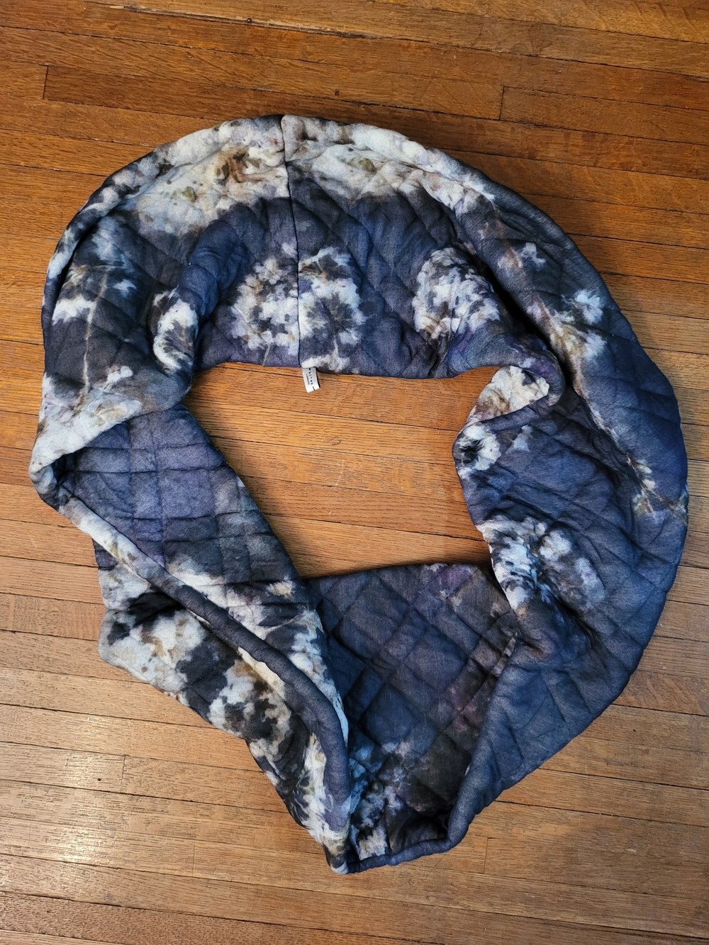 Quilted Infinity Scarf in Navy Tie-Dye